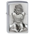 ZIPPO BRUSHED CHROME BONDAGE GIRL LIGHTER